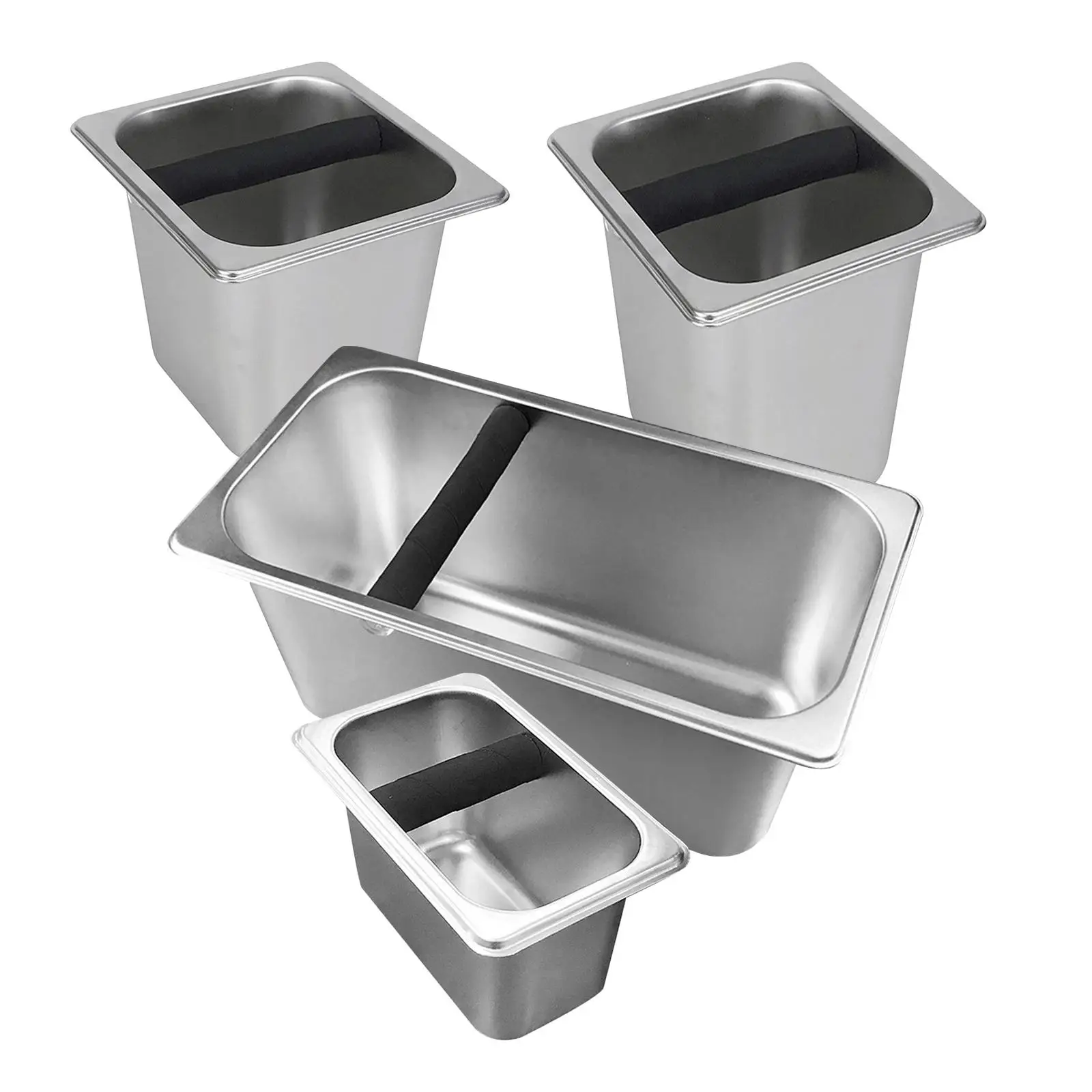 Scatola per caffè macinato in acciaio inossidabile con barra in gomma contenitore incorporato