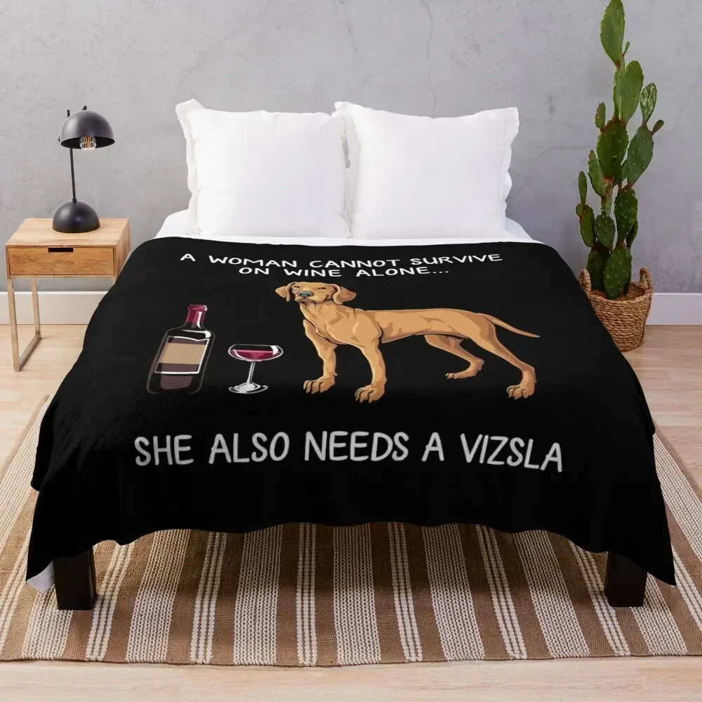 

Vizsla and wine Funny dog Throw Blanket Warm Stuffeds Decorative Throw Blankets