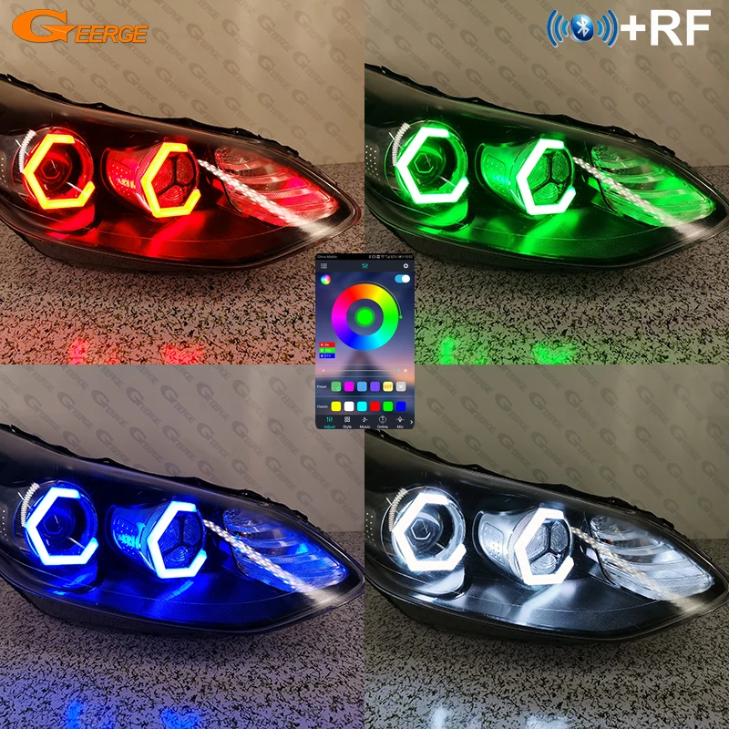 

For Kia Sportage 4 IV MK4 KX5 QL 2015 2016 2017 - 2021 Bluetooth App Multi Color RGB LED Angel Eyes Kit Hexagon Hex Halo Rings