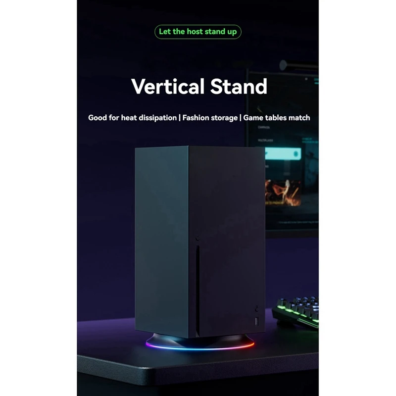 Cooling Dock For  Series X Console Upright Stand With RGB Light USB Interface For  Series X Game Accessories A