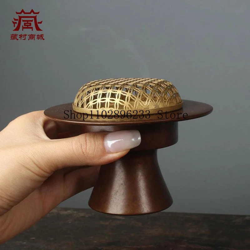 Copper incense burner for home use, indoor incense burner, portable incense burner for tea tables, Song-style Suzhou craftsmansh