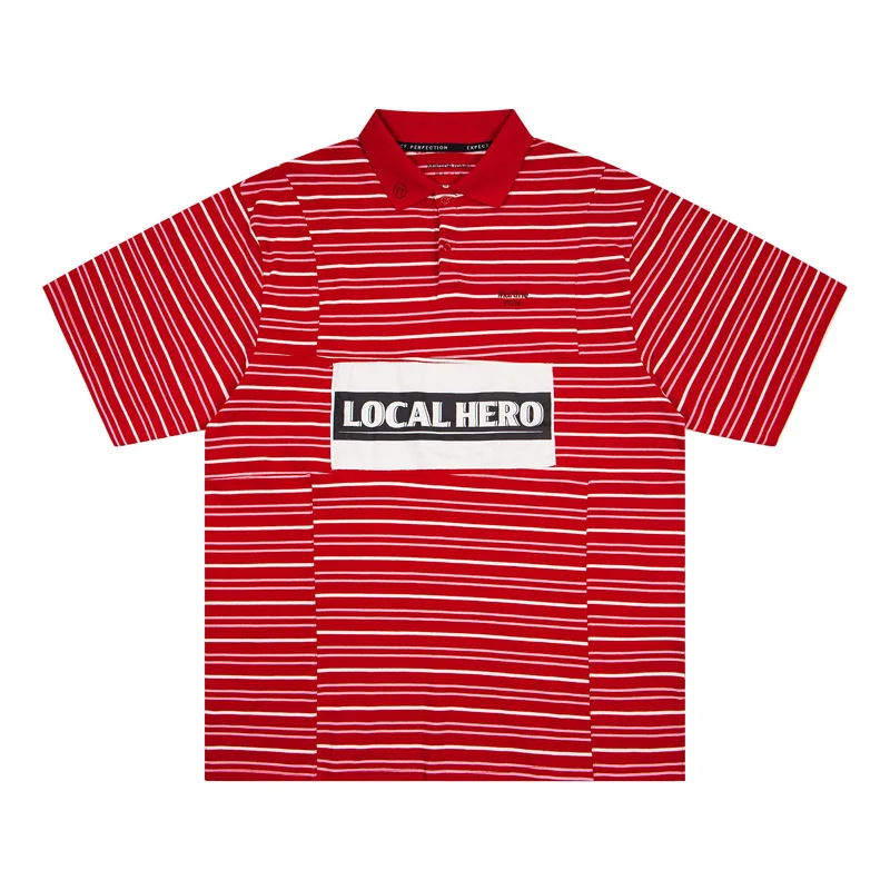 Red Stripe Martine Rose Polo Shirt Print Size Tag T-Shirt Casual Men Women Classic Chest Embroidery Label Short Sleeve Tops Tee