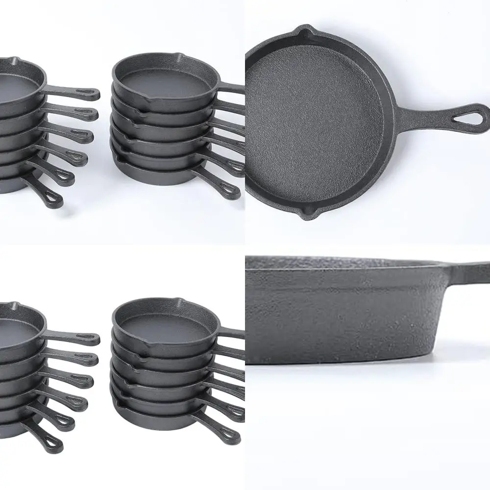 

5.3 Inch Round Cast Iron Mini Skillet Set, 12 Pieces, Black
