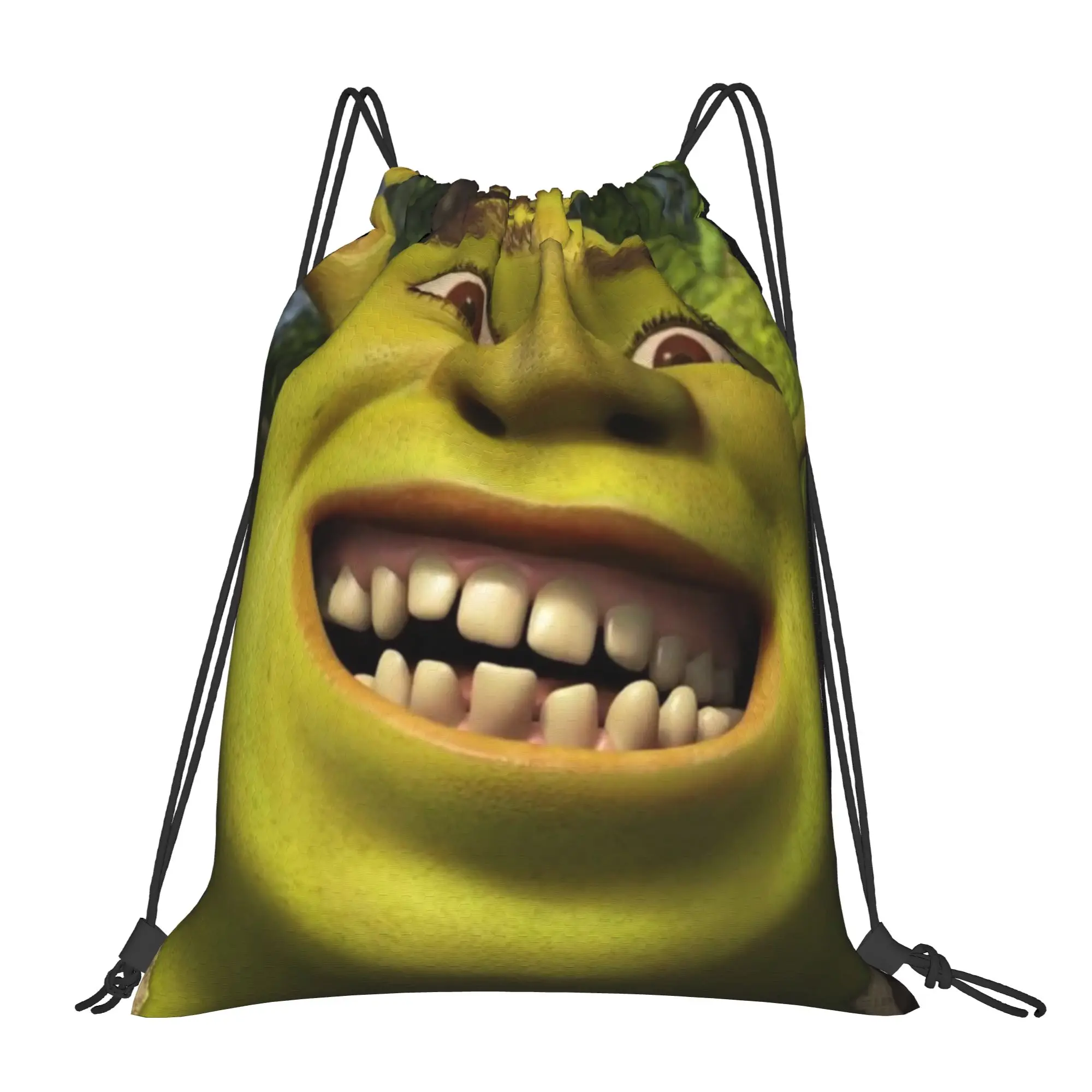 Shreks Smile Memes Bag Drawstring Backpack Sports Gym Sackpack Water Resistant Cartoon String Bags for Yoga 36cm (W) x 43cm (H)