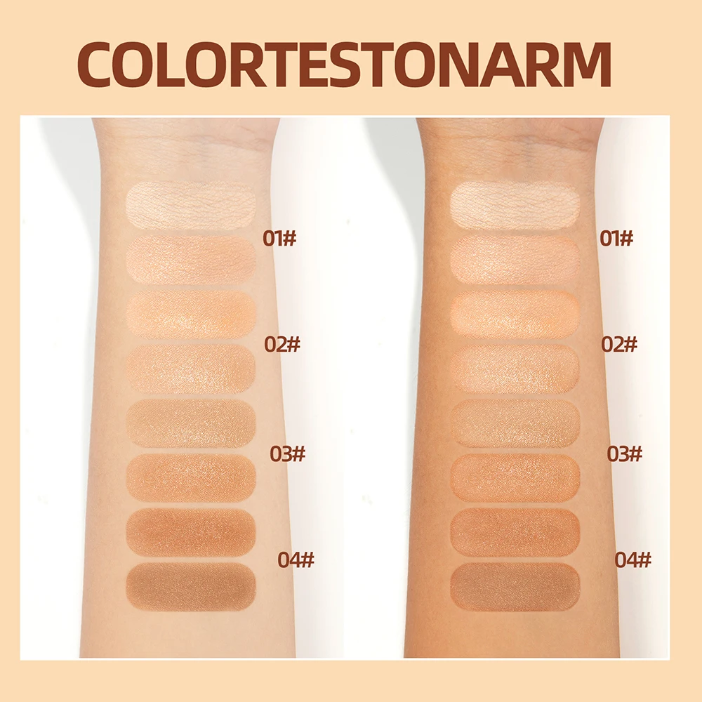 QIBEST Waterproof Cream Foundation Moisturizing Matte Full Coverage Acne Scars Brighten Skin Tone Pressed Powder Lasting Makeup