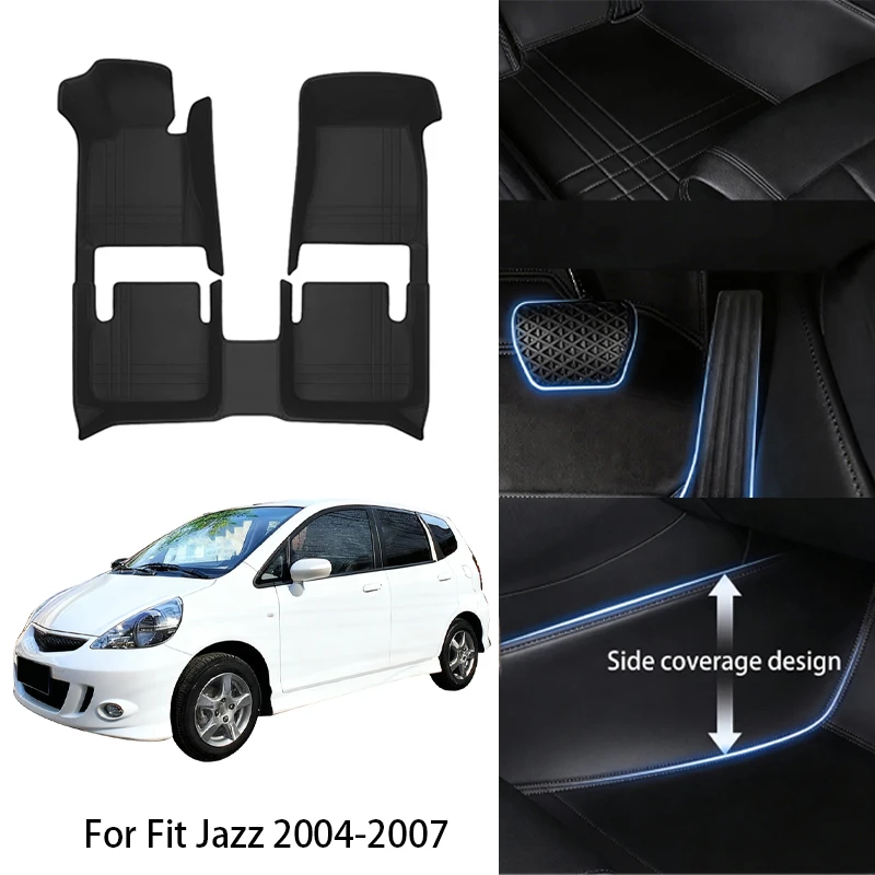 Custom Fit PU Leather Car Floor Mat For Honda For Fit Jazz 2004 2009 2014 2019 2024 Luxury Full Set Auto Interior Accessories