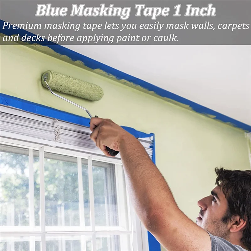 AA63 HOT 1Set Blue Painters Tape Safe Wall Painting، Edge Finishing-1 بوصة × 22 ياردة أزرق