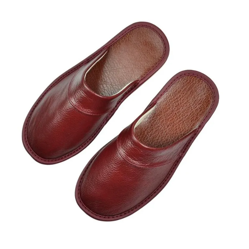 Classic PU Leather Slippers Male Indoor Unisex Shoes Men 2024 Fashion Man Leather Shoes Home Slippers Waterproof Man House Shoes