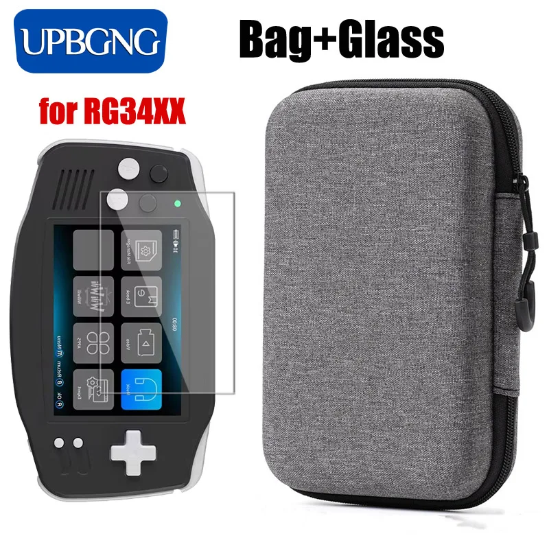 Glass+Bag for RG34XX Screen Protector Tempered Glass Film EVA Portable Case for ANBERNIC RG 34XX Protector Accessories