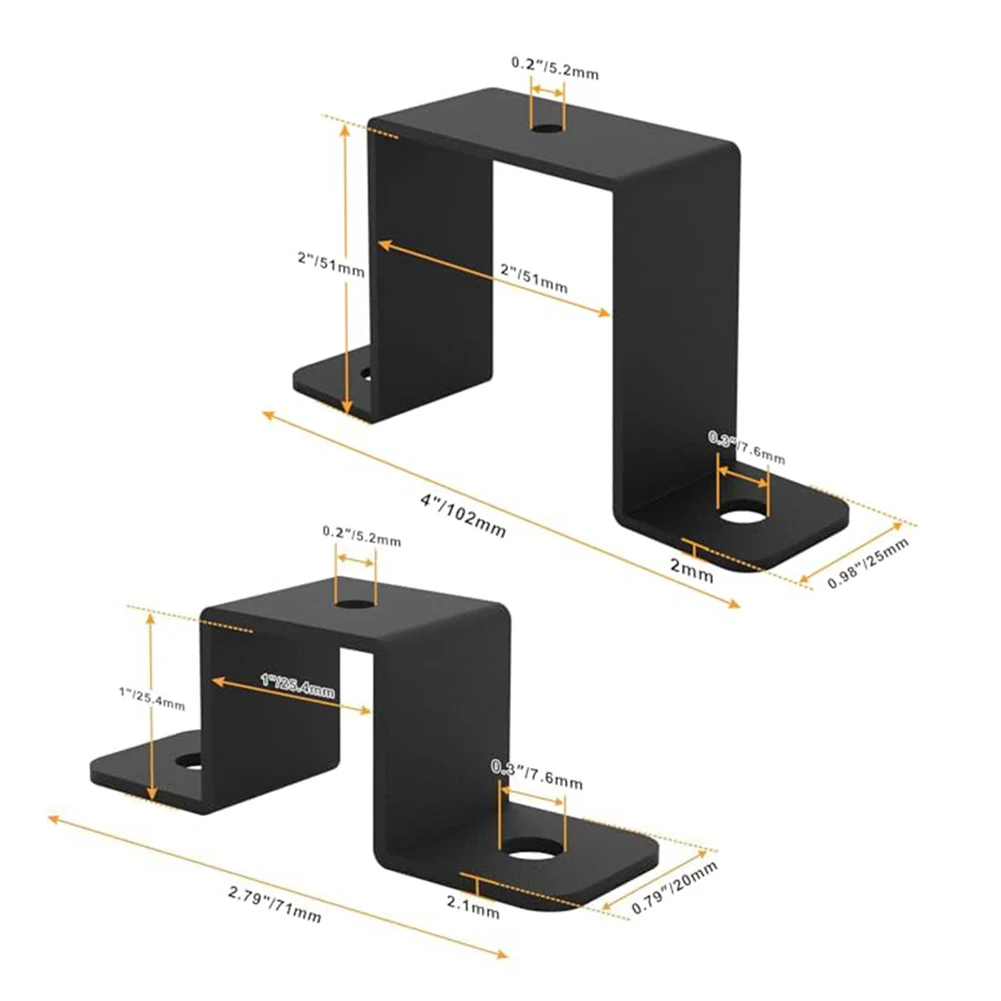 2/4PCS U Shaped Connector Bracket For Pipes & Railings 1/2in Square Pipe Clamp Fence Post Connector Bracket Garden Tool Parts