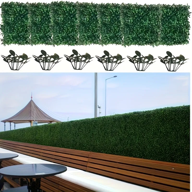 

20pcs Artificial Boxwood Green Hedge Panels Privacy Fence Decor for Balcony and Courtyard Realistic Plastic Grass Wall Backdrop