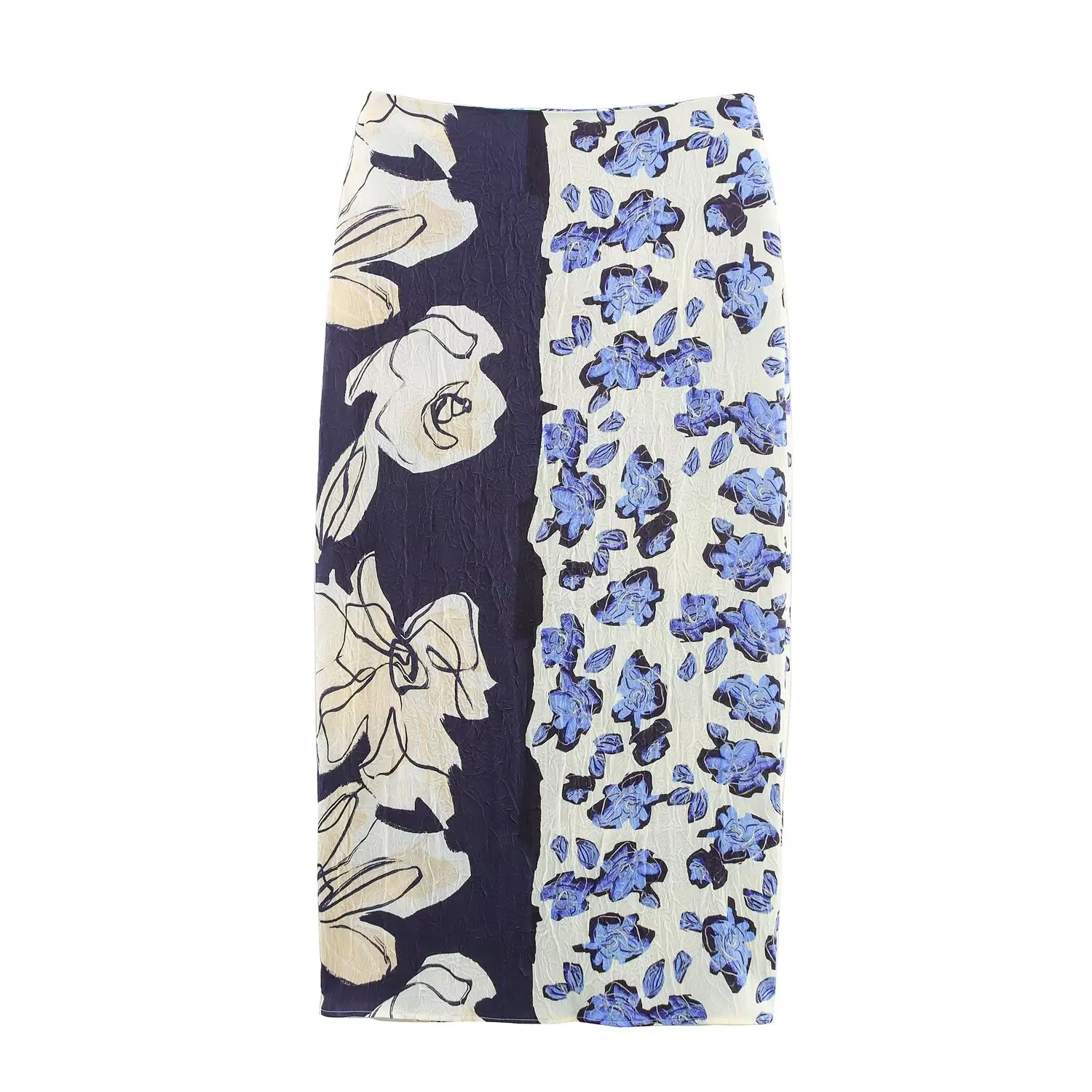 Summer and Autumn Commuting Travel Simple European and American Contrasting Printed Patchwork Skirt Woman
