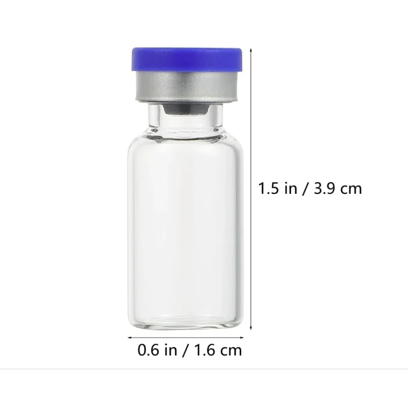 50pcs 3ml Clear Injection Glass Vial with Plastic-Aluminium Cap Transparent Glass Bottle Glass Containers