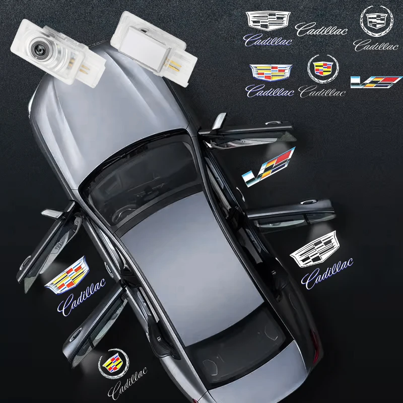 2 lâmpadas LED de boas-vindas para porta de carro, projetor de logotipo a laser, emblema iluminado para Cadillac CT5 CT6 XT4 XT5 XT6 ATS SRX XTS CTS