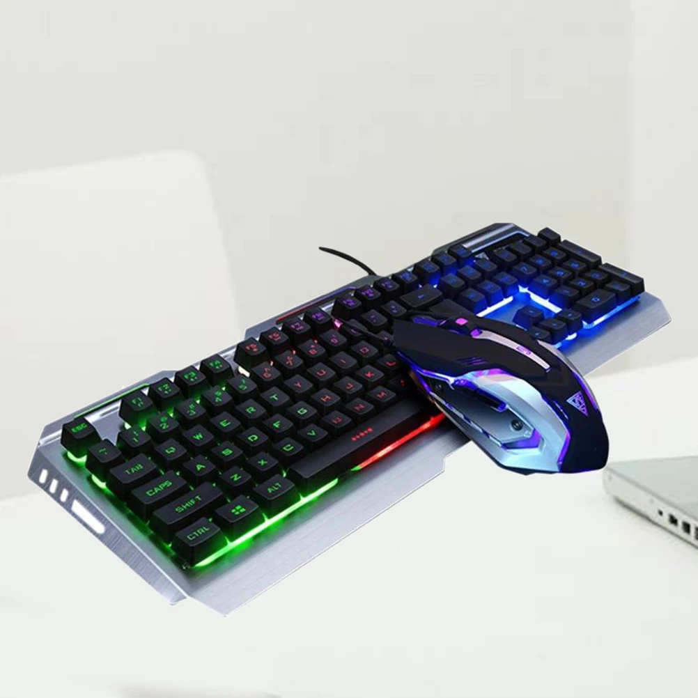 

Cool Rainbow со светодиодной подсветкой, USB-механическая ручная клавиатура, наборы геймерских мышей (вольфрам-золотистый)