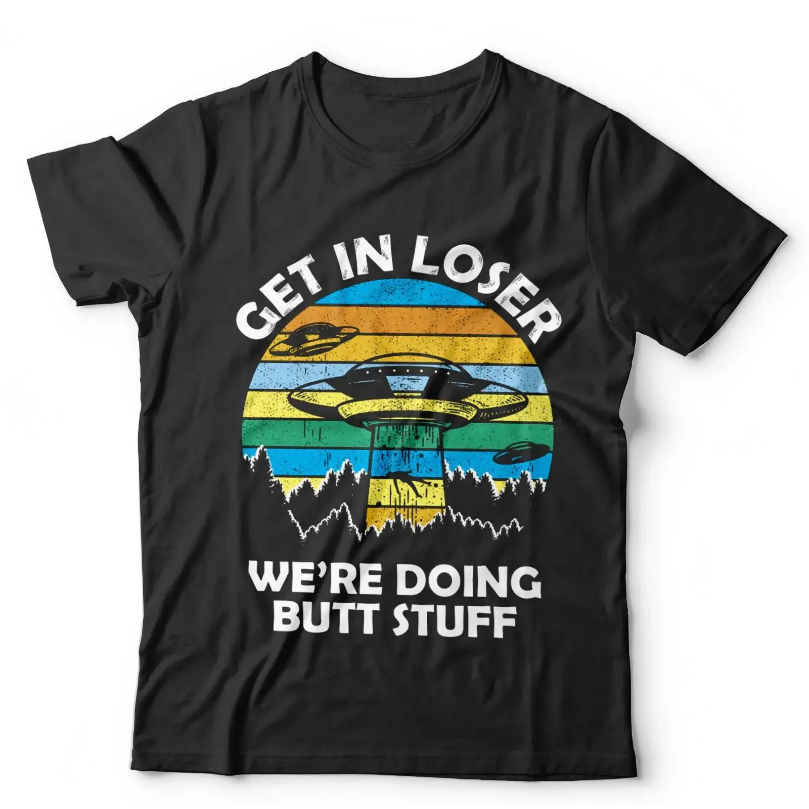 Get In Loser amp Kids T Shirt Funny Alien Abduction Area 51 UFO Space vintage Washed Casual Versatile Slightly graphic