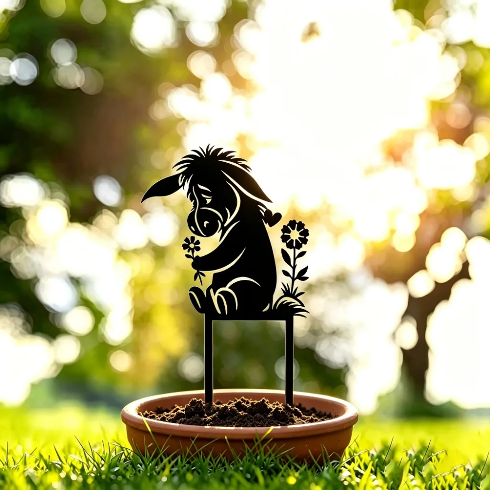 CIFBUY Black Metal Donkey Garden Stake Iron Sculpture Rust Proof Outdoor Yard Patio Home Decor Hanging Gift Ornament