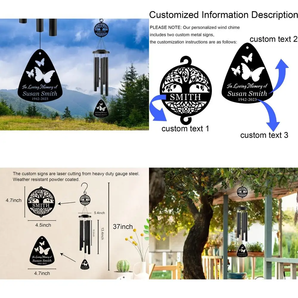 

customized outdoor butterfly memorial wind chime - a sympathetic tribute to a cherished mother's memory