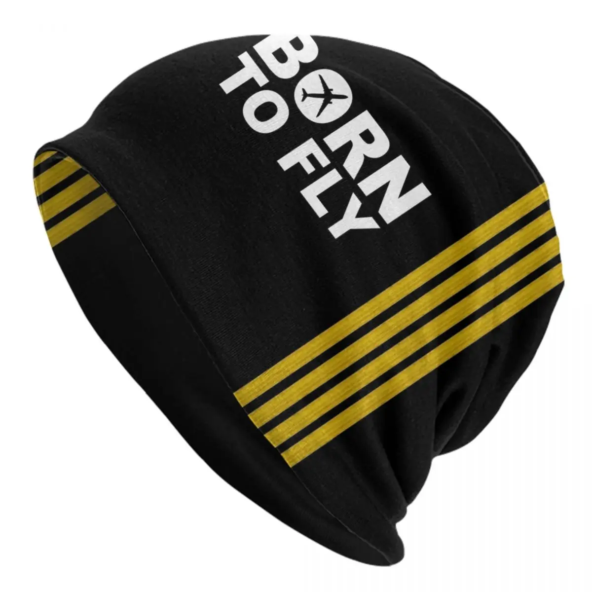 Custom Born To Fly Captain Stripes Flight Pilot Bonnet Hats Cool Knitted Hat Winter Warm Aviator Airplane Skullies Beanies Caps