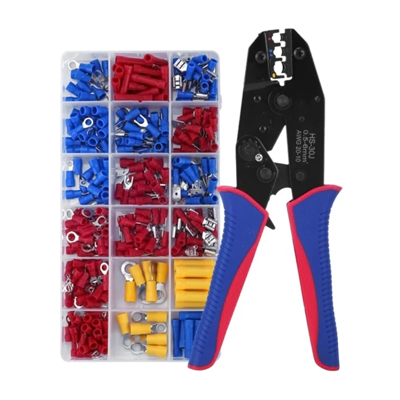 

Crimp Terminals Cable Lugs Assortment Kits Crimping Pliers with 300pcs Cable Lug