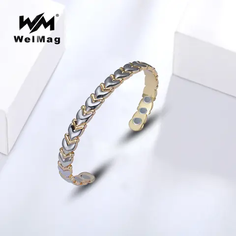 WelMag 여성용 구리 마그네틱 뱅글, 건강 바이오 에너지 커프 팔찌, 2023 쥬얼리, 소녀 선물, 드롭 배송