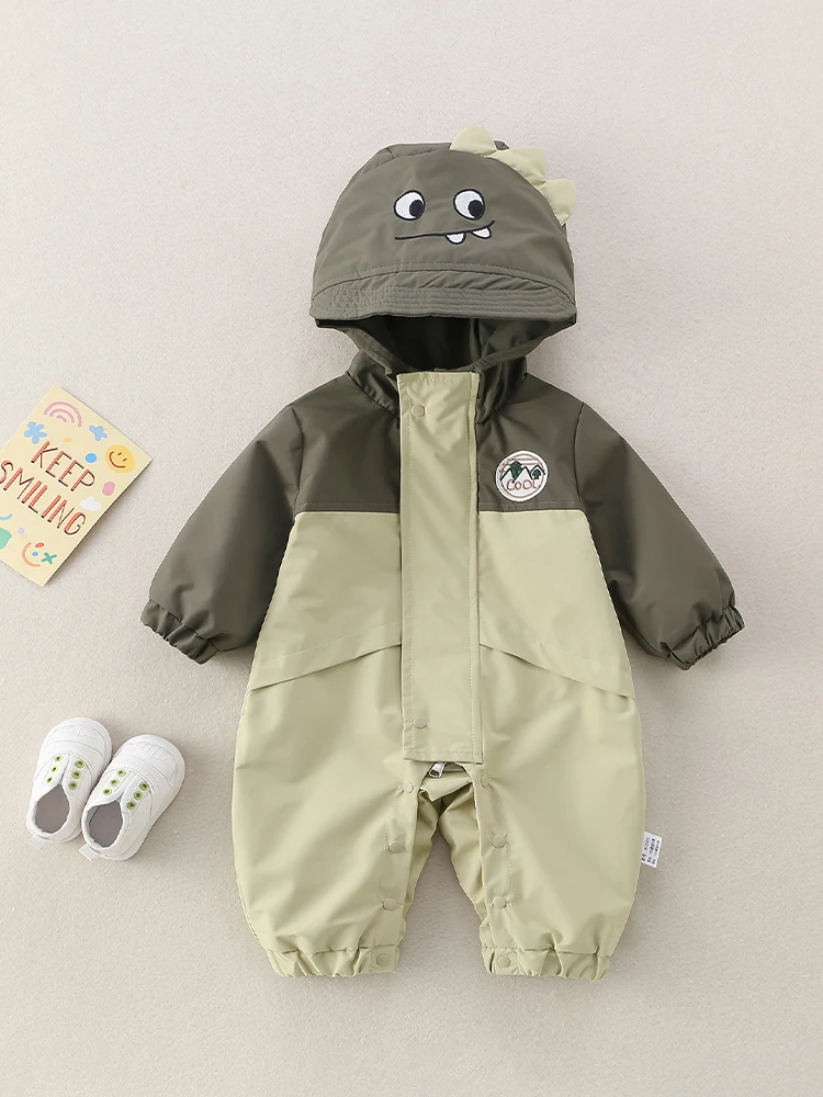 Traje de bebé recién nacido primavera otoño largo Sve con capucha Jaet al aire libre Fce Rer para niña lindo diseño de dibujos animados