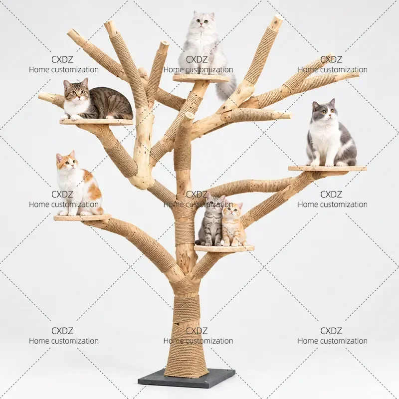 GG1 Large Simulation Cat Tree Dead Tree Shape Real Trunk Climbing Frame Fake Tree Props for Bird Cat Supplies Home Decoration