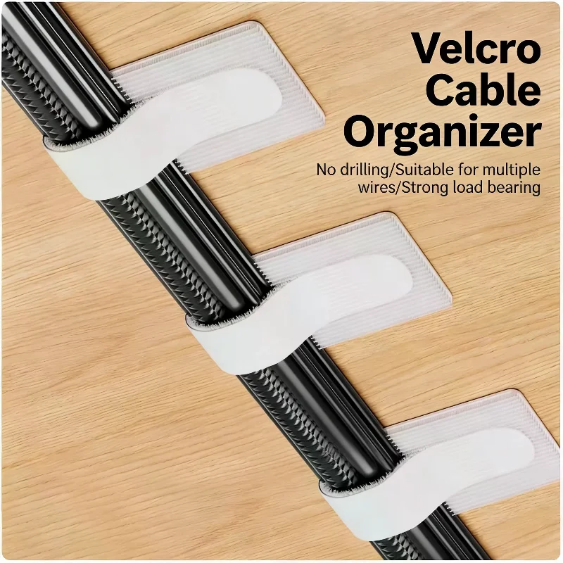 Self Adhesive Reusable Fasten Wire Cable Organizer Hook&Loop Ties Adjustable Cord Straps For Home Office Desk Cable Management