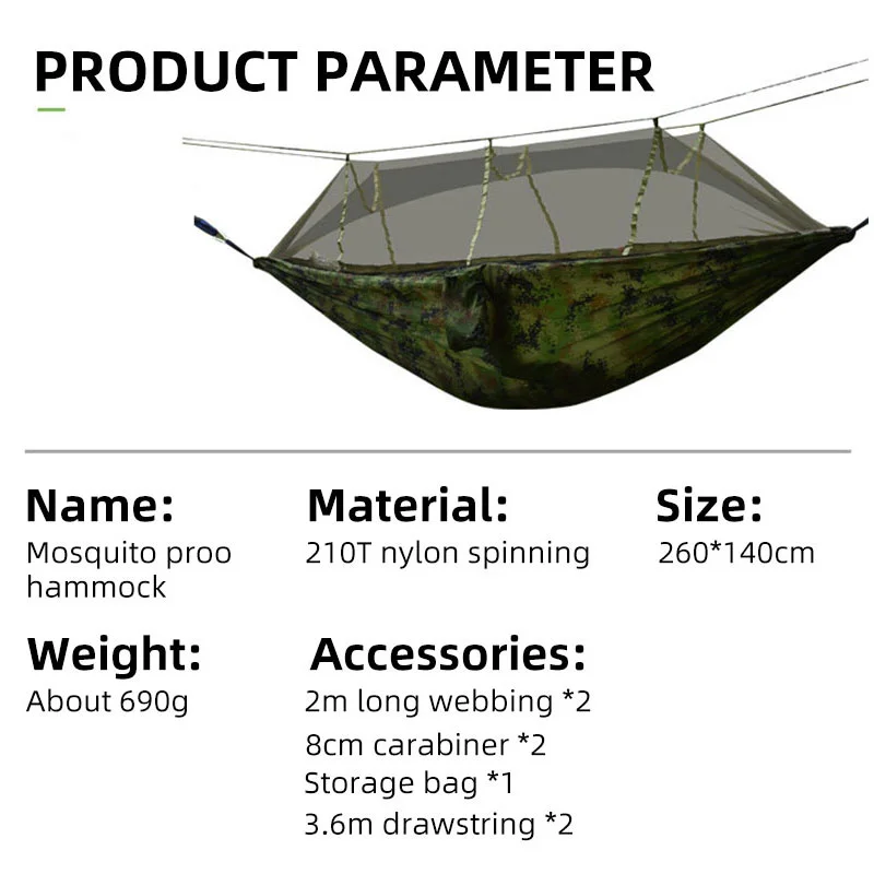 Camping Outdoor Hammock with Mosquito Net Outdoor Furniture 1-2 Person Portable Hanging Bed for outdoor activities, camping