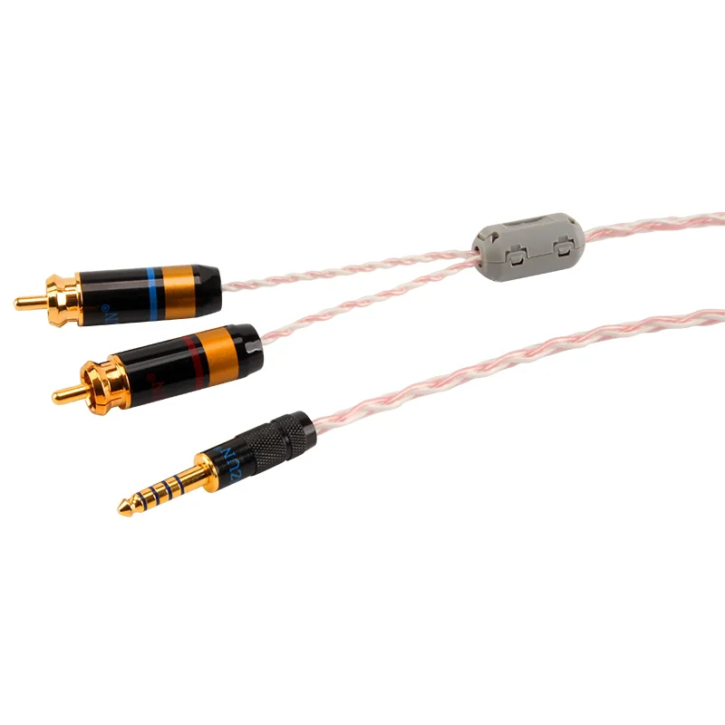 Cable de audio con cabezal de loto doble de 4,4 toneladas de plata pura, cable de audio amplificador RCA equilibrado de 2,5mm y 1/2