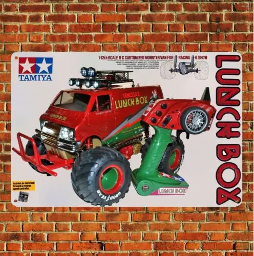 Poster in metallo Rc Car Wall Deco targa in latta targa personalizzata Monster Tamiya Lunchbox