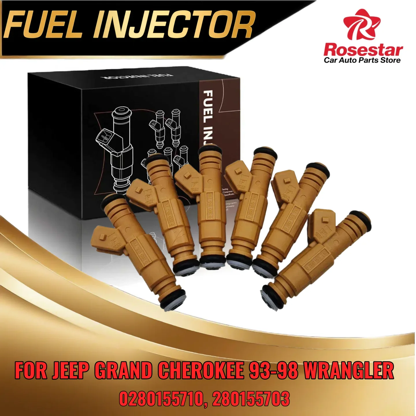 

For Jeep Grand Cherokee Wrangler Comanche ZJ 6pc Fuel Injectors 0280155710 280155703 Fits 1993 to 1998 Models
