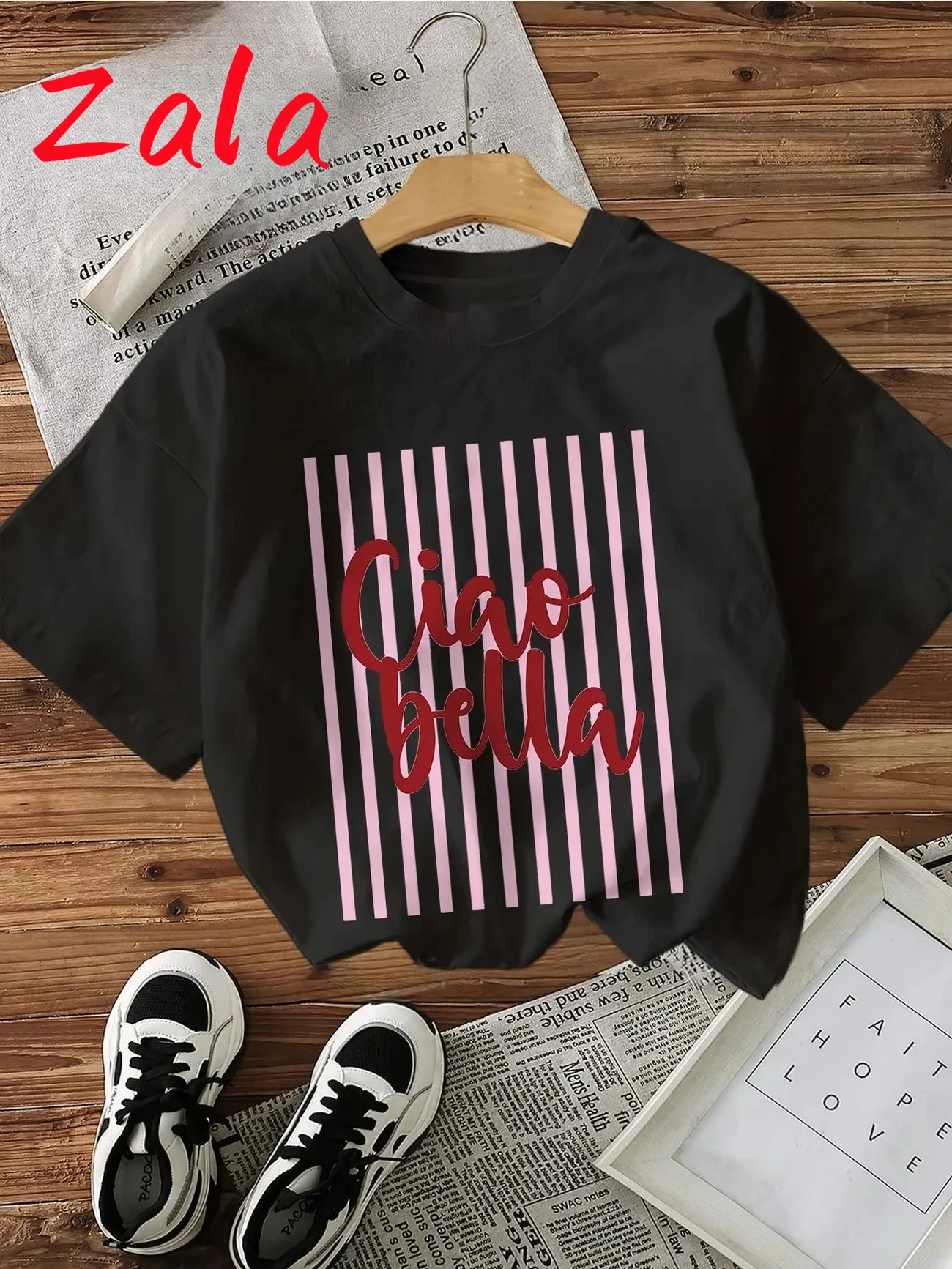 Harajuku Ciao Bella Retro Print Women's T-Shirt Soft Casual Crew Neck Short Sleeve Top Tees Streetwear Summer Women's Clothing