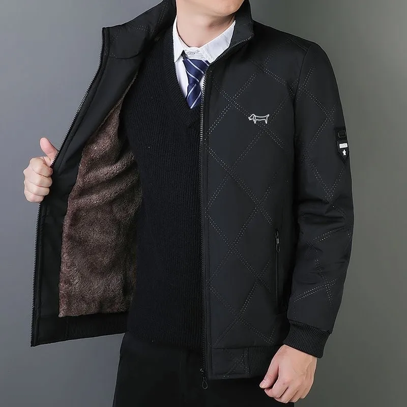 

골프웨어 Villus Warm Jacket Men's Winter Business leisure Golf Wear Male Windbreaker Thick Big Size Golf Coat Stand Collar Clothing