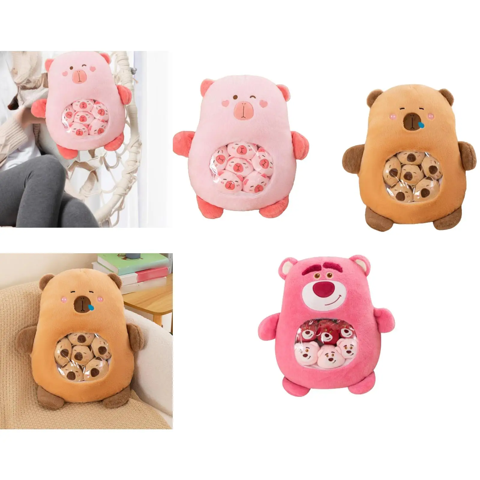 

Плюшевая кукла, мультяшная сумка для закусок, подушка, украшение для дома с мини-куклами, капибара, плюшевая игрушка для подростков, детей, семьи