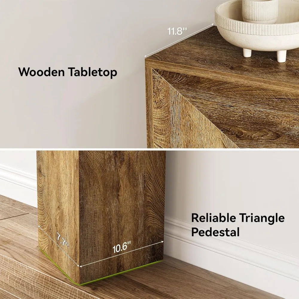 طاولة وحدة تحكم خشبية بنية طويلة جدًا مقاس 63 بوصة للمدخل، وطاولة أريكة لغرفة المعيشة الحديثة، وتصميم طاولة بهو المدخل #5