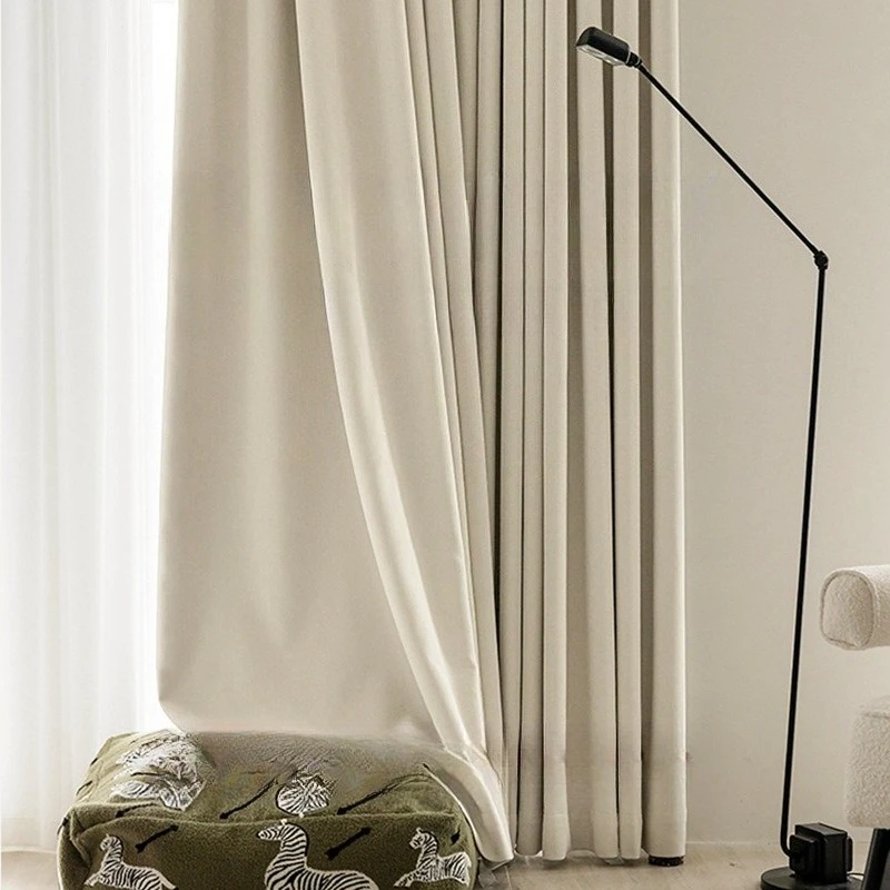 Chenille Bedroom Living Room Cream French Curtain Fabric Full Blackout Curtains Custom Size Blackout Fashion Jacquard Elegant
