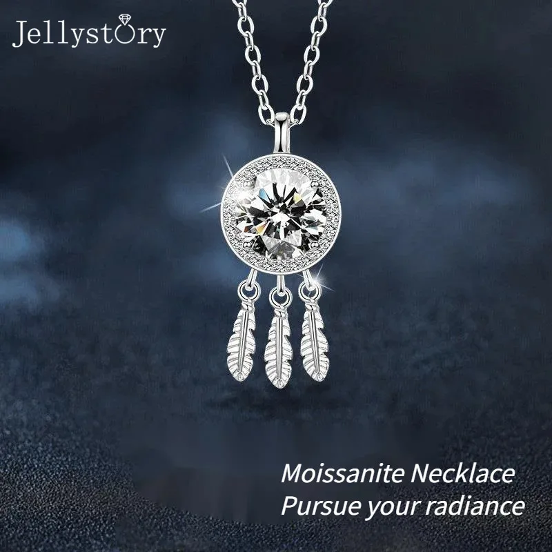 

Ожерелье-ловец снов JellyStory 1 карат для девушки, подарок на День святого Валентина, серебро S925, элитное роскошное ювелирное украшение для защиты