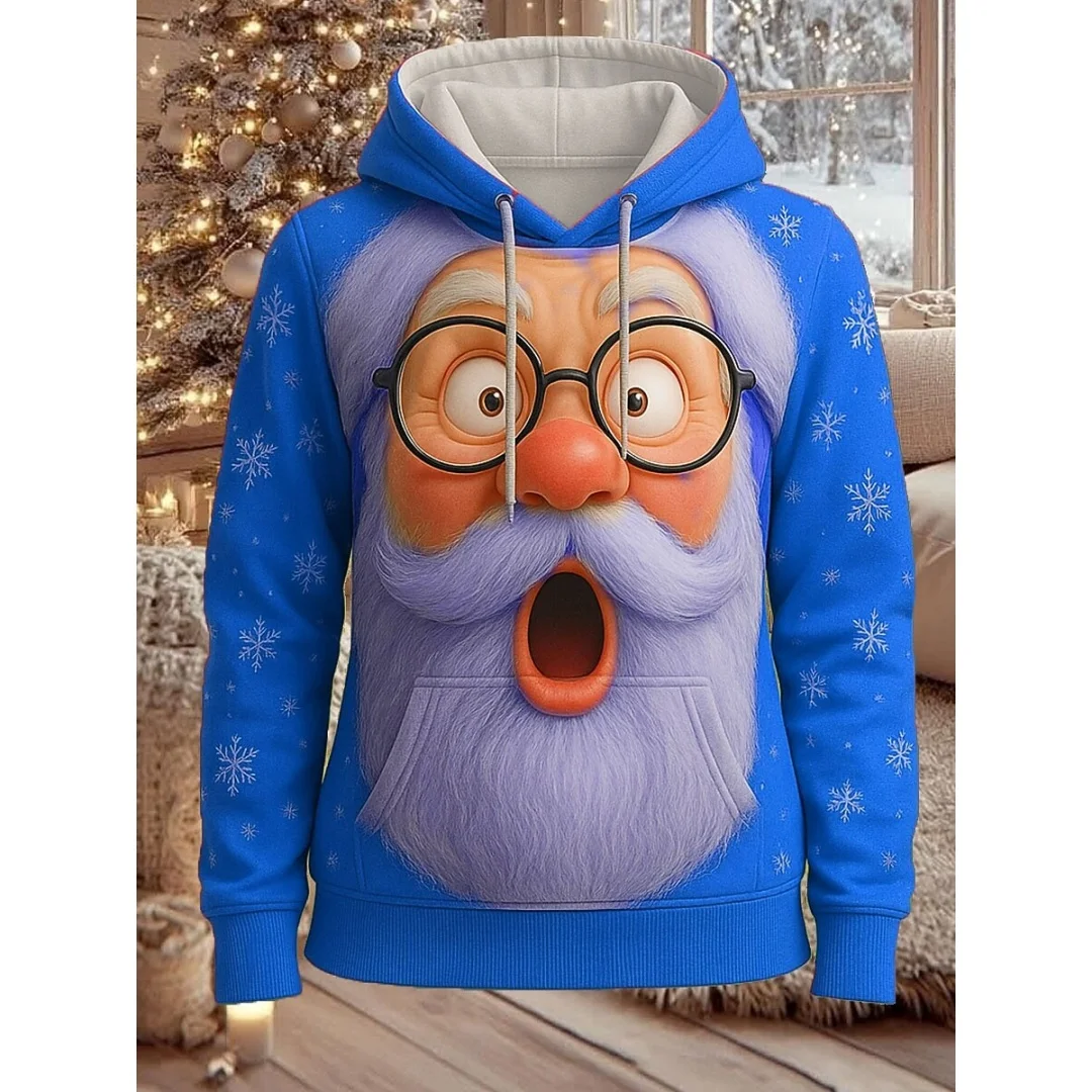 

New Cute Santa Claus Printed Men's Hoodies 3D Funny Christmas Elements Sweatshirts Tops X'mas Street Hip Hop Party Men Pullover