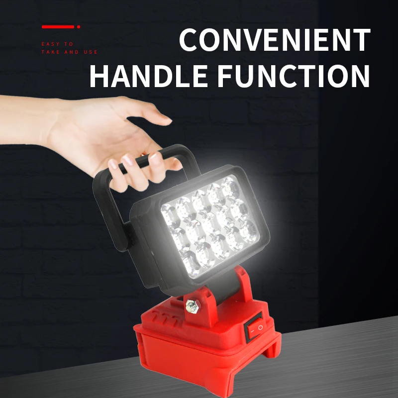 Led Light Fit Milwaukee Battery M18  Portable Spotlight Cordless Outdoor Work Fishing Handheld Emergency Tool Light No Batter