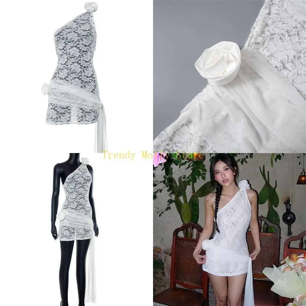 N5KB Femmes sexy robe insgram Shouder Off Streamers Flower Cami Tanks Tipt