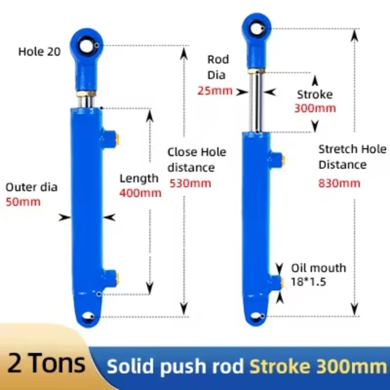 2-tonowy siłownik hydrauliczny o skoku 100-1000 mm Wytrzymały siłownik olejowy hydrauliczny Dwukierunkowe podnoszenie Mała maszyna do rozłupywania