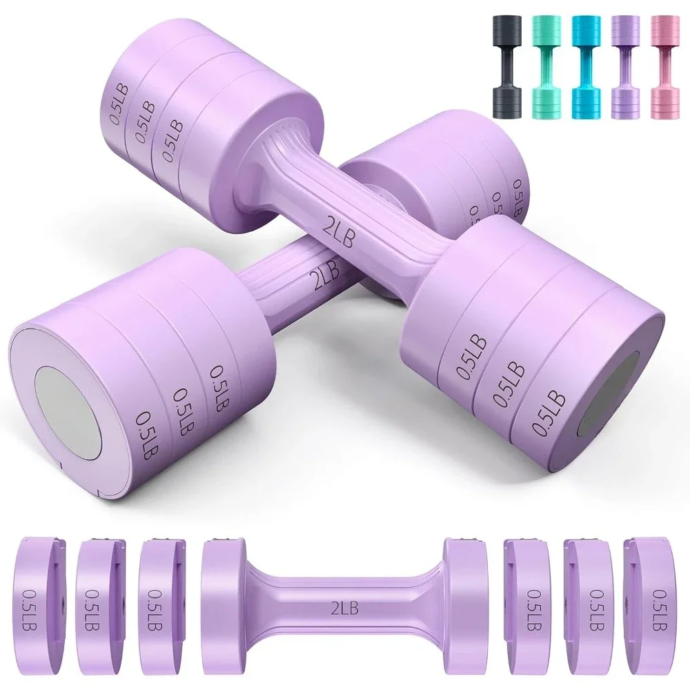 Adjustable Dumbbells Hand Weights Set of 2 Each 2lb 3lb 4lb 5lb Free Weights Fast Adjust Weight 4 In 1 Weights Dumbbells Set