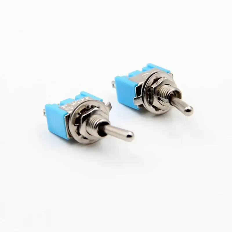 1pc Mini toggle switch ON Blue rocker switch 2 position 3 pins 2 way lever switch 6mm Long Flat handle 2A/250V 6A/125V