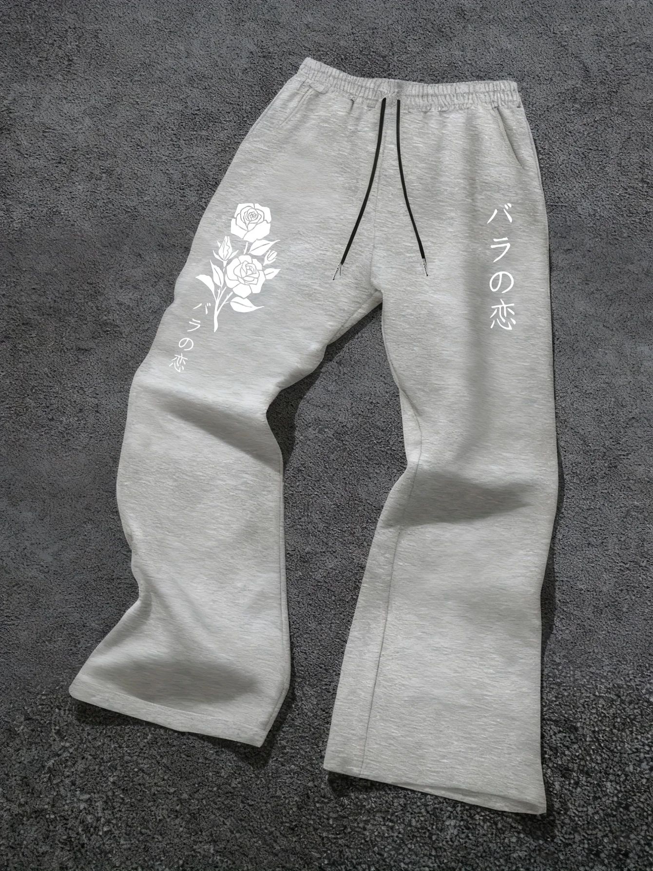 

Мужские универсальные и изысканные спортивные брюки свободного кроя с принтом в виде роз, на шнурке, классические универсальные спортивные брюки с широкими штанинами