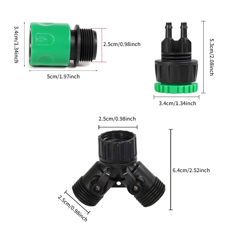 Drip Irrigation Faucet Adapter 4 Way Diverter for Garden 1/4′′ Hose Watering System European Connectors Adjustable