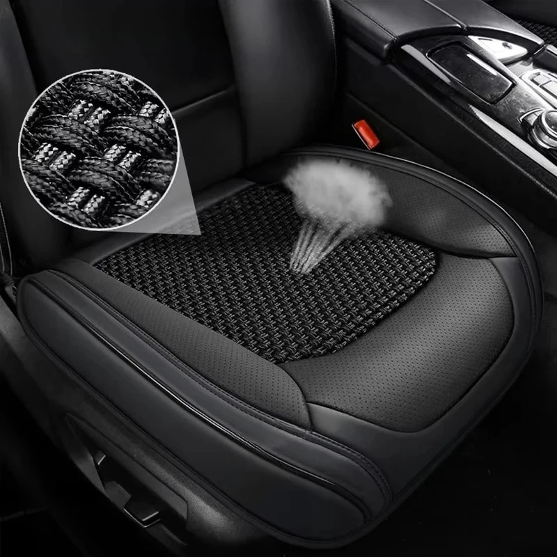 Premium Universal Breathable Ice Silk Car Front Seat Cover Full Wrapped Anti Scratch Cooling Cushion Non Slip Durable for Summer