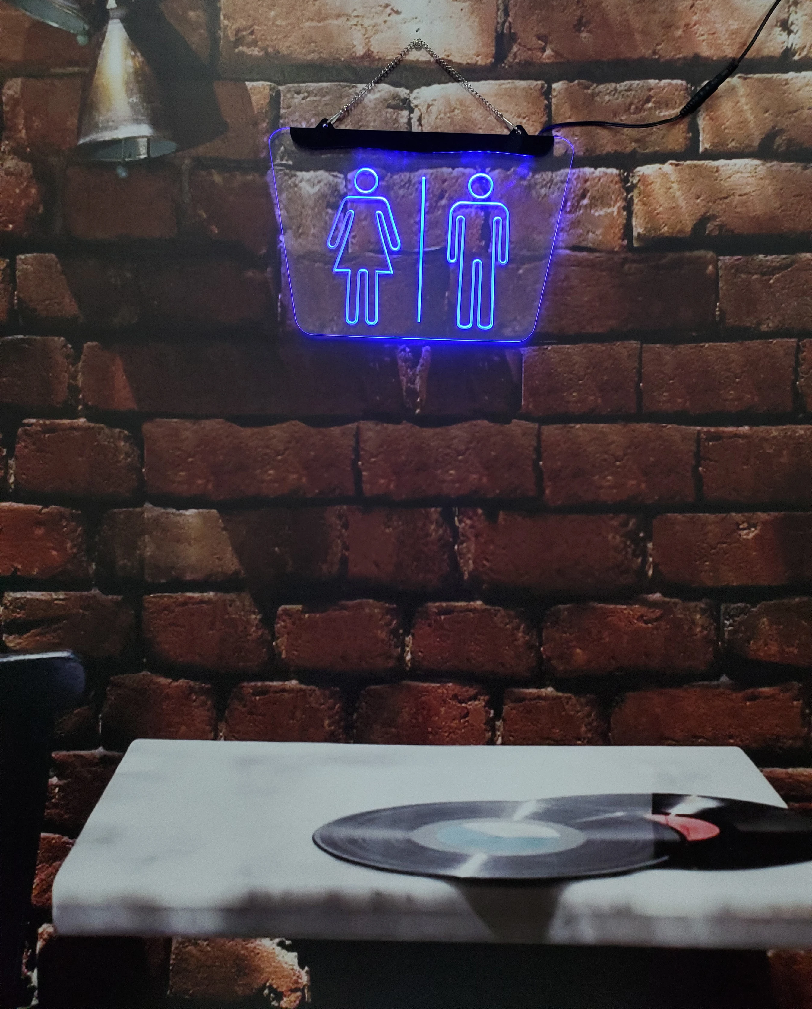Public Restrooms Men's and women's restrooms LED neon signs Acrylic carved wall art Blue 30*40 for room mall party home decor