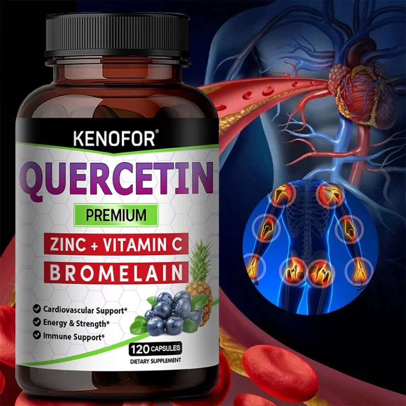 

Quercetin Capsules with Bromelain, Zinc, Vitamin C, Natural Antioxidant for Respiratory, Cardiovascular, Immune & Daily Wellness