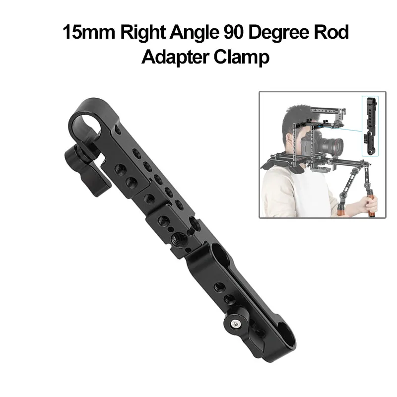 

CAMVATE 15mm Right Angle 90 Degree Rod Adapter Clamp With 1/4"-20 Threaded Mounting Holes Camera Accessories